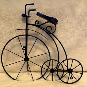 Collectible Vintage Wrought Iron Sculpture High Wheel Bicycle Home Decor